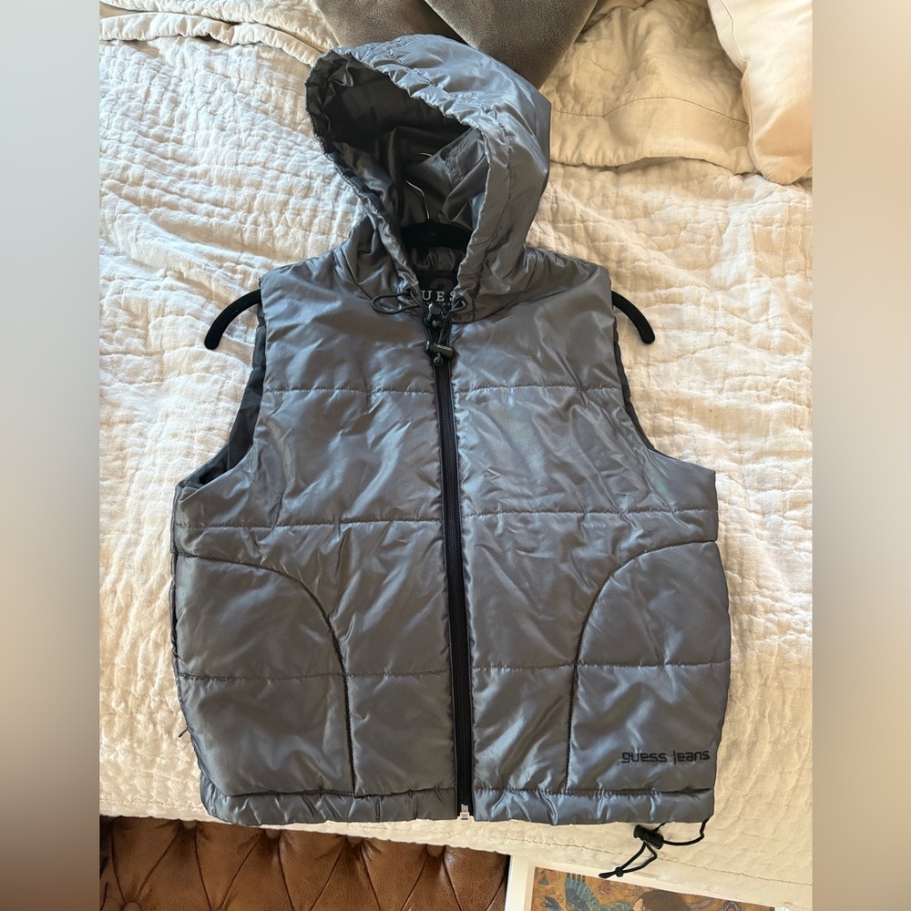 Vintage 90s Guess - Cropped Vest w/ Hood - M